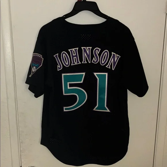 Mitchell & Ness Arizona Diamondbacks Black Jersey with Teal & Purple Logo - Picture 3 of 5